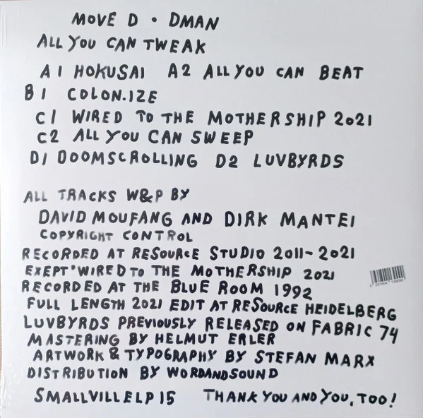 MOVE D & DMAN, All You Can Tweak (Smallville Records; SMALLVILLE LP 15, Germany 2022, Picture Sleeve, Inner), SALE - Up to 50% Off the Original Price  2xLP VG+/VG+ - Image 2