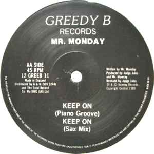 MR. MONDAY, Appreciate / Keep On (Greedy Beat Records ; 12 GREEB 11, UK 1990) 12" /VG - Image 2