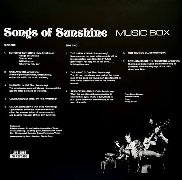 MUSIC BOX, Songs Of Sunshine (Life Goes On Records; LIFE029, Europe 2022 Reissue) LP EX/EX - Image 2