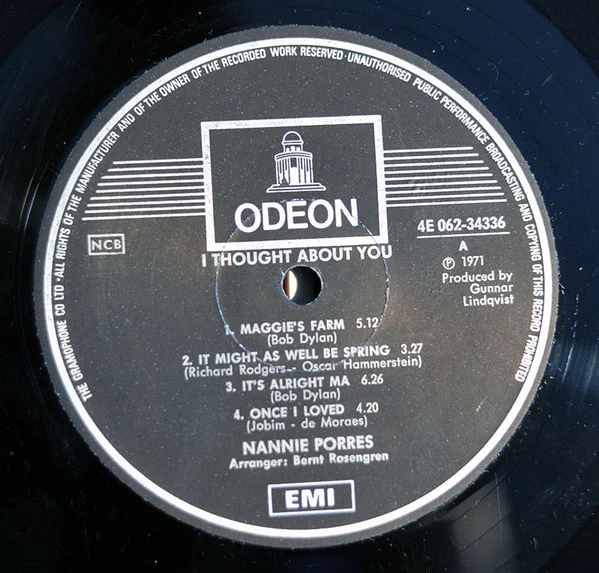 NANNIE PORRES, I Thought About You (Odeon; 4E 062-34336, Sweden 1971) LP VG+/VG+ - Image 3