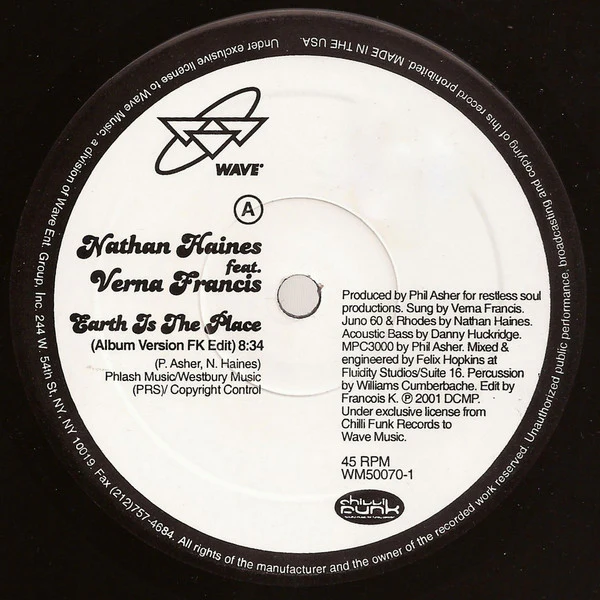 NATHAN HAINES FEATURING VERNA FRANCIS, Earth Is The Place (Wave Music; WM50070-1, US 2001) 12" /VG