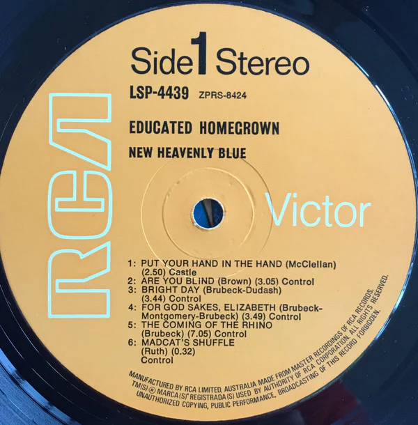 NEW HEAVENLY BLUE, Educated Homegrown (Rca Victor ; LSP-4439, Australia 1971, Laminated Front Sleeve), SALE - Up to 50% Off the Original Price LP VG/VG - Image 3