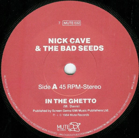 NICK CAVE AND THE BAD SEEDS, In the Ghetto / The Moon is in the Gutter (Mute; MUTE032, UK 1984, Picture Sleeve) 7" VG/VG+ - Image 3