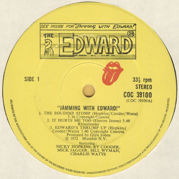 NICKY HOPKINS & CO, Jamming With Edward (Rolling Stones; COC39100, UK 1972, A2/B2) LP VG+/VG - Image 3