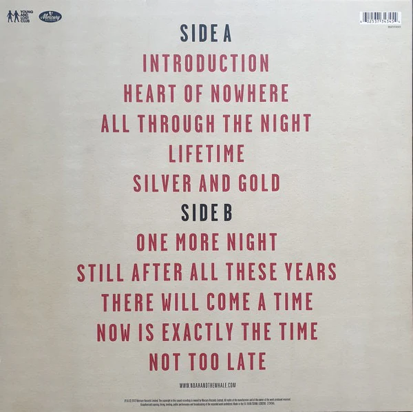 NOAH AND THE WHALE, Heart of Nowhere (Mercury; 3734345, Europe 2013, Inner & Insert), SALE - Up to 50% Off the Original Price  LP EX/VG+ - Image 2