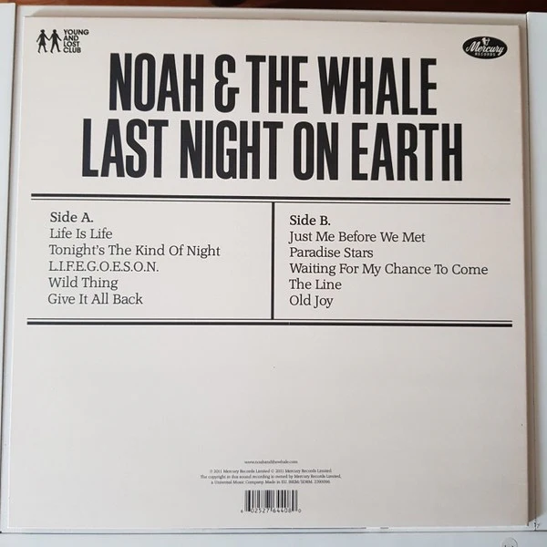 NOAH AND THE WHALE, Last Night On Earth (Mercury; 2760096, Europe 2011, Inner, With 7"), SALE - Up to 50% Off the Original Price  LP VG+/VG+ - Image 2