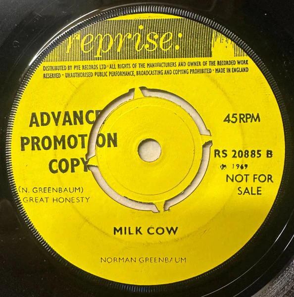 NORMAN GREENBAUM, Spirit In The Sky / Milk Cow (Reprise Records; RS.20885, UK 1969, Promo, Company Sleeve), SALE - Up to 50% Off the Original Price  7" VG/VG+ - Image 2