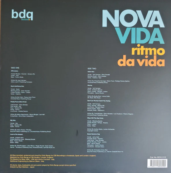 NOVA VIDA, Ritmo Da Vida (BDQ Records; BDQ 010, UK & Europe 2024) LP VG+/VG - Image 2