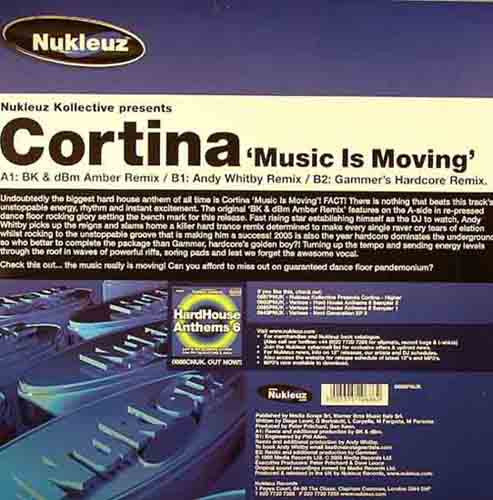 NUKLEUZ KOLLECTIVE PRESENTS CORTINA, Music Is Moving (Nukleuz; 0686PNUK, UK 2005, Picture Sleeve) 12" VG/VG - Image 2