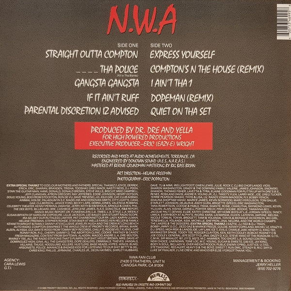 N.W.A, Straight Outta Compton (Ruthless Records; 0600753469958, Europe 2018 Reissue, 180 Gram Vinyl) LP VG+/VG+ - Image 2