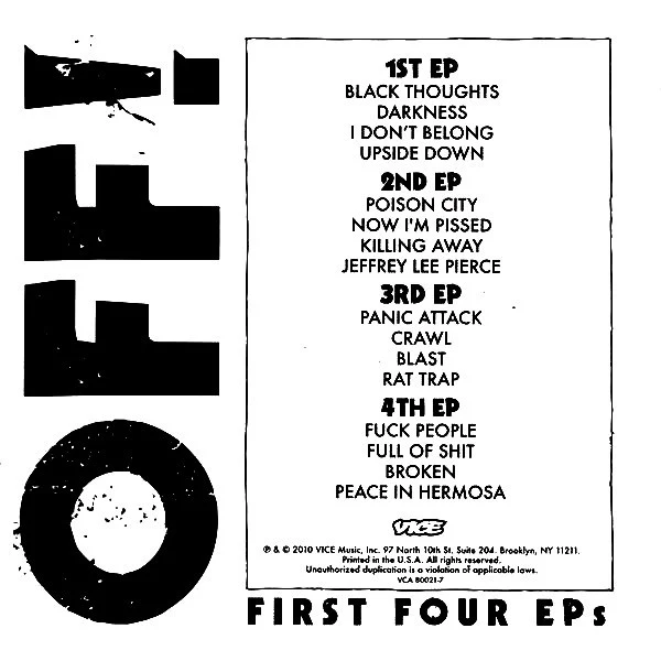 OFF!, First Four EPs (Vice Records ; VCA 80021-7, US 2010 Reissue, Box Set, Booklet) 4x7" EX/EX - Image 2