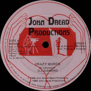 O.J. DIAMOND, Crazy Words (John Dread Productions; JDPD011, UK 1988, Company Sleeve), SALE - Up to 50% Off the Original Price 12" VG/VG