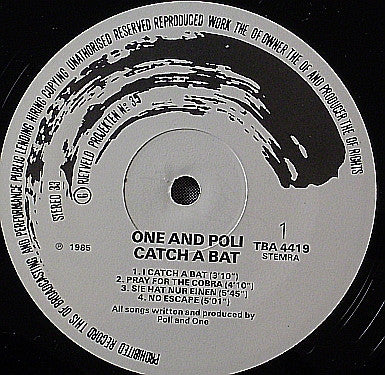 ONE AND POLI, Catch A Bat (Rietveld Projecten; No 35, Netherlands 1985) LP VG+/VG+ - Image 2