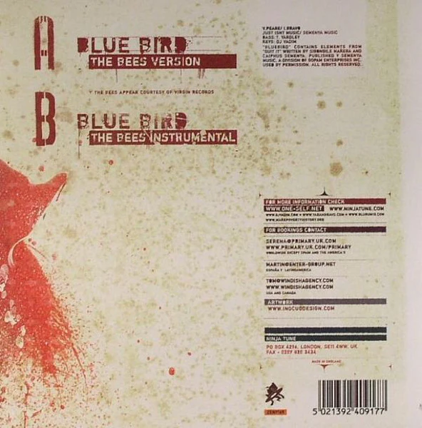 ONE SELF, Blue Bird (The Bees version) (Ninja Tune; ZEN7165, UK 2005) 7" EX/VG+ - Image 2
