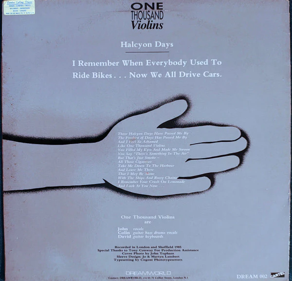 ONE THOUSAND VIOLINS, Halcyon Days (Dreamworld; DREAM 002, UK 1985, Picture Sleeve) 12" VG/G+ - Image 2