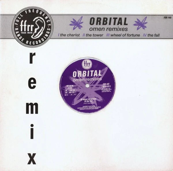 ORBITAL, Omen Remixes (FFRR; FXR 145, UK 1990, Die Cut Picture Sleeve) 12" G+/VG