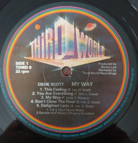 OSSIE SCOTT, My Way (Third World; TDWD 9, UK 1979) LP VG+/EX - Image 3