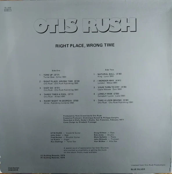 OTIS RUSH, Right Place, Wrong Time (Blue Silver; BS 3009, France 1981 Reissue) LP VG/VG+ - Image 2