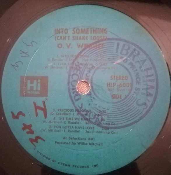 O.V. WRIGHT, Into Something (Can't Shake Loose) (Hi Records; HLP 6001, Barbados 1977) LP VG/VG - Image 2