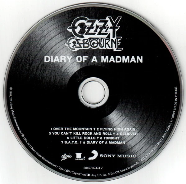 OZZY OSBOURNE, Diary Of A Madman (Epic; 88697 87474 2, Europe 2011 Reissue, Jewel Case) CD VG+/VG+ - Image 3