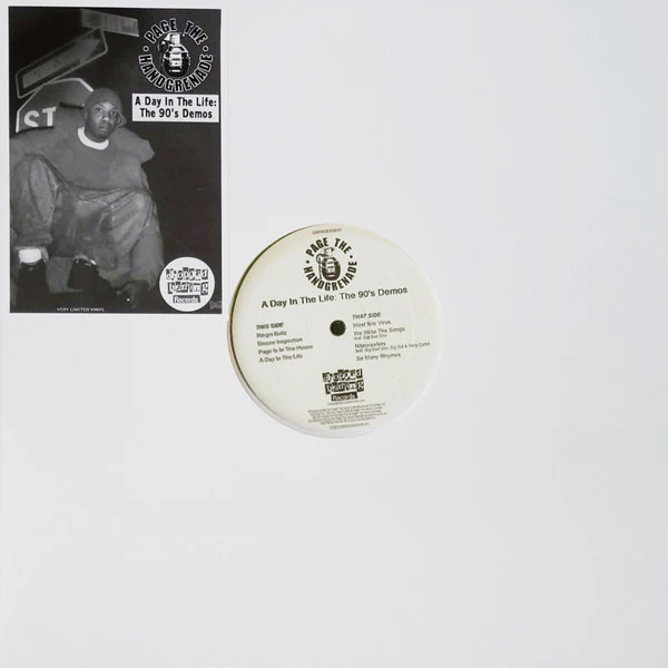 PAGE THE HAND GRENADE, A Day In The Life: The 90's Demos (Chopped Herring Records; CHPAGETHE01, UK 2019, Stickered Plain Sleeve, Limited Edition, Yellow & Turquoise) 12" EP EX/EX