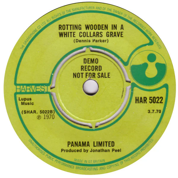 PANAMA LIMITED, Round And Round / Rotting Wooden In A White Collars Grave (Harvest ; HAR 5022, UK 1970, Promo, Plain Sleeve) 7" /VG - Image 2