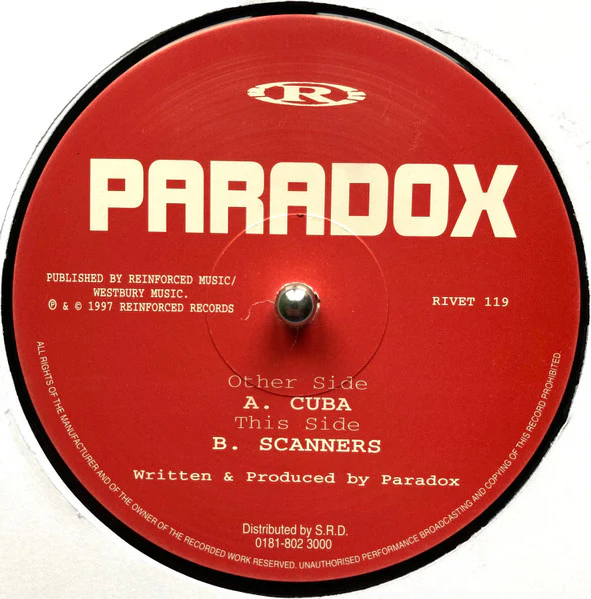 PARADOX, Cuba / Scanners (Reinforced Records; RIVET 119, UK 1997, Picture Sleeve) 12" VG/VG - Image 3
