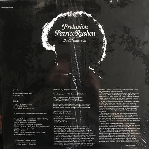 PATRICE RUSHEN, Prelusion (Prestige; P-10089, US 2000s Reissue, Picture Sleeve) LP VG/VG+ - Image 2