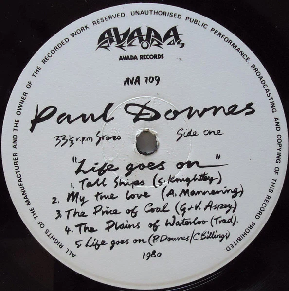 PAUL DOWNES, Life Goes On (Avada; AVA 109, UK 1980), SALE - Up to 50% Off the Original Price  LP VG/VG - Image 3
