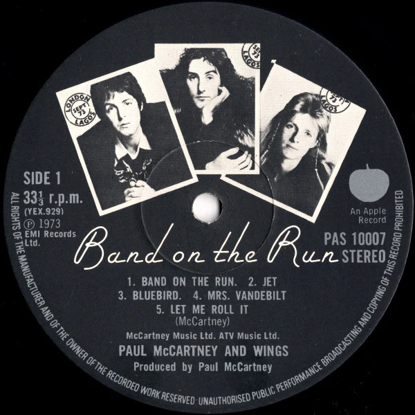 PAUL MCCARTNEY AND WINGS, Band On The Run (Apple Records; SO-3415, US 1973, Inner, Poster, Los Angeles pressing) LP VG/VG - Image 3
