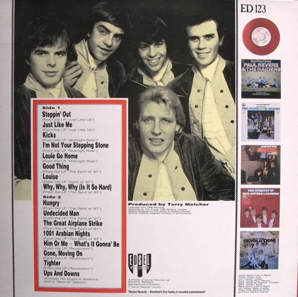 PAUL REVERE & THE RAIDERS, Kicks (Edsel Records; ED 123, UK 1983, 2 Inserts) LP VG+/VG+ - Image 2