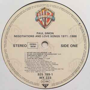 PAUL SIMON, Negotiations And Love Songs (1971-1986) (Warner Bros. Records; 925 789-1, UK 1988, 2 Inners, "Alsdorf" Matrix) 2xLP VG/VG+ - Image 3