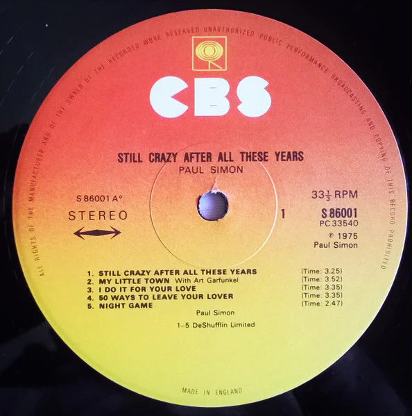 PAUL SIMON, Still Crazy After All These Years (CBS; S 86001, UK 1975, Embossed Sleeve, Inner) LP VG/VG+ - Image 3