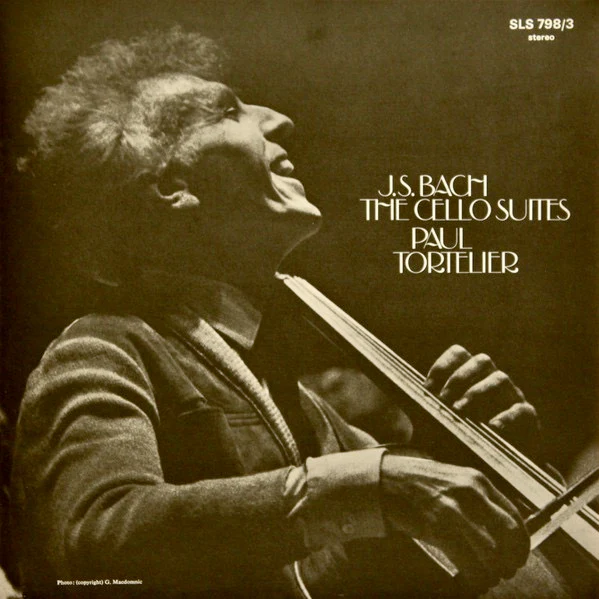 PAUL TORTELIER, J S Bach: The Cello Suites (EMI Dark Green and Silver Label; SLS 798, UK 1963, Box Set, Insert) 3xLP VG+/VG+ - Image 2