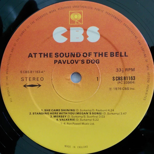 PAVLOV'S DOG, At The Sound Of The Bell (CBS; CBS 81163, UK 1976) LP VG/VG+ - Image 3