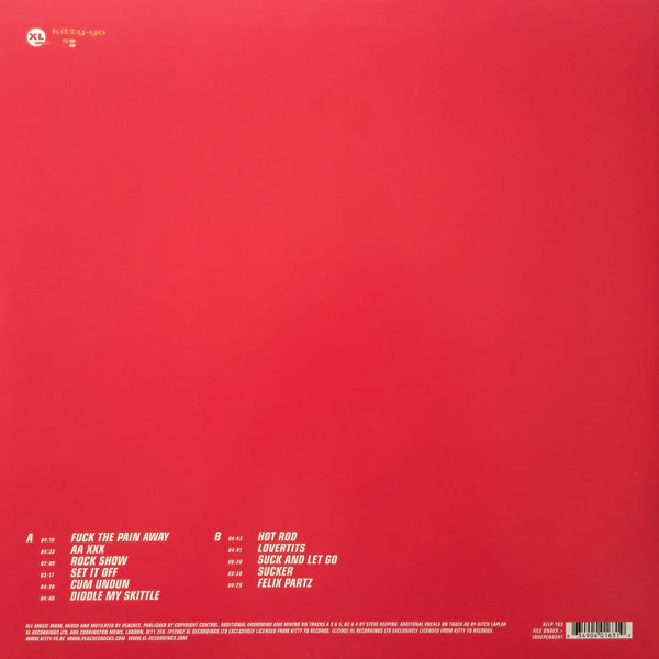 PEACHES, The Teaches Of Peaches (XL Recordings; XLLP 163, US 2011 Reissue, Inner) LP VG+/VG+ - Image 2