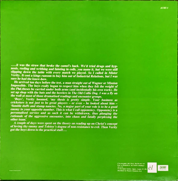 PERSPICO ACUMINE (HOLDINGS), A Perfect Action (El; ACME4, UK 1986, Inner) LP VG+/VG+ - Image 2