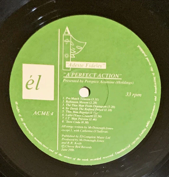 PERSPICO ACUMINE (HOLDINGS), A Perfect Action (El; ACME4, UK 1986, Inner) LP VG+/VG+ - Image 3