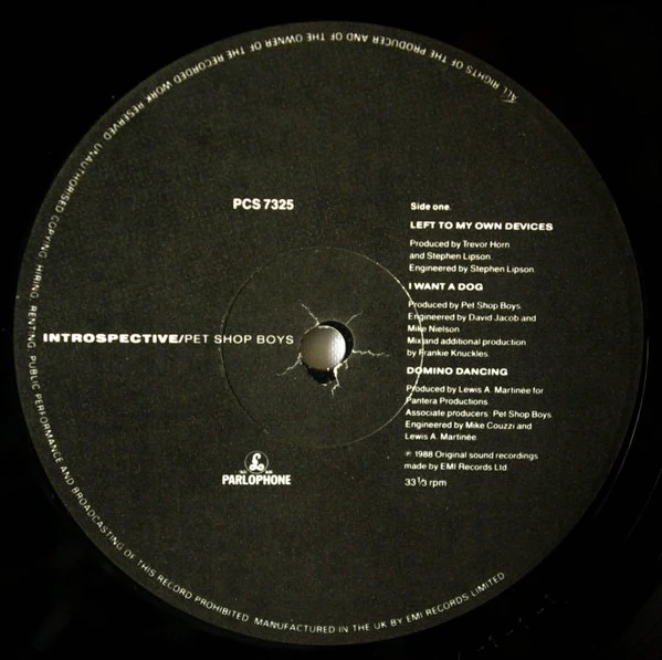 PET SHOP BOYS, Introspective (Parlophone; PCS 7325, UK 1988, Inner) LP VG/VG - Image 3