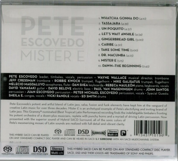 PETE ESCOVEDO, Mister E (Concord Records; SACD-1019-6, US 2003 Reissue, Plastic Slipcase) SACD M/M - Image 2