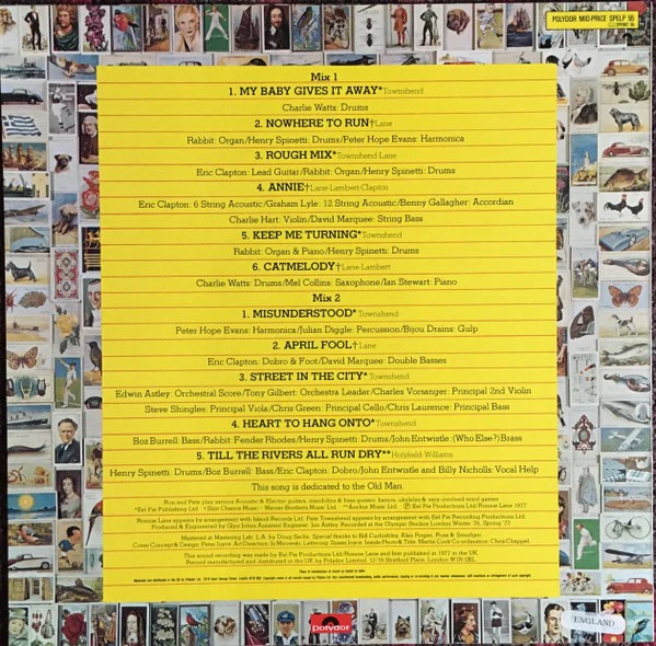 PETE TOWNSHEND & RONNIE LANE, Rough Mix (Polydor; SPELP 55, UK 1983 Reissue) LP VG+/VG+ - Image 2