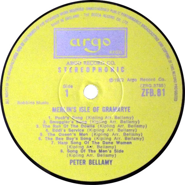 PETER BELLAMY, Merlin's Isle Of Gramarye (Argo; ZFB 81, UK 1972, Laminated Front Sleeve) LP VG+/EX - Image 3