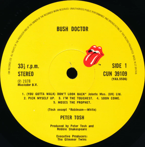 PETER TOSH, Bush Doctor (Rolling Stones Records; CUN 39109, UK 1978, Laminated Sleeve, Inner) LP VG/VG - Image 3