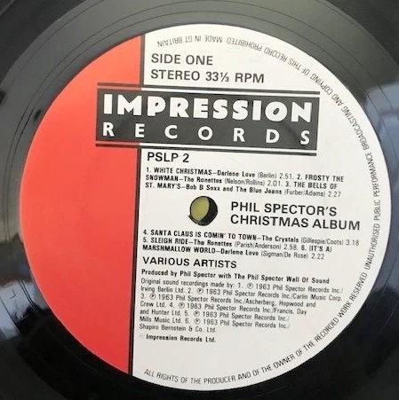 PHIL  SPECTOR , Phil Spector's Christmas Album (Impression Records; PSLP 2, UK 1983 Reissue) LP VG/VG+ - Image 2