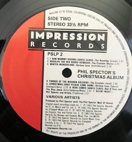 PHIL  SPECTOR , Phil Spector's Christmas Album (Impression Records; PSLP 2, UK 1983 Reissue) LP VG/VG+ - Image 3