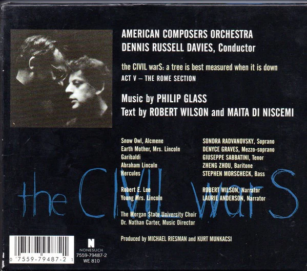 PHILIP GLASS & ROBERT WILSON, The CIVIL warS: A Tree Is Best Measured When It Is Down. Act V - The Rome Section (Nonesuch; 7559-79487-2, Germany 1999, Card Slipcase with Jewel Case inside, B CD M/M - Image 2