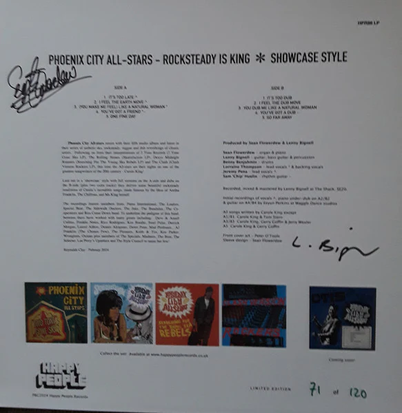PHOENIX CITY ALL-STARS, Rocksteady Is King (Happy People; HPR86 LP, UK 2024, Hand Numberd, Ltd to 200, signed by Sean Flowerdew and Lenny Bignell) LP VG+/VG+ - Image 2
