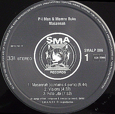 P.I. MAN & MEMRE BUKU, Masannah (SMA Records; SMALP 006, Netherlands 1990, Inner) LP VG/VG+ - Image 3