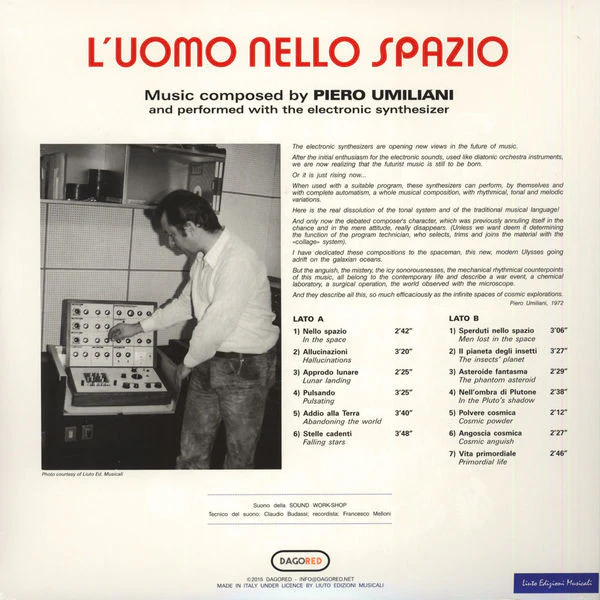 PIERO UMILIANI, L'Uomo Nello Spazio (Dagored; RED301, Italy 2015 Reissue, Glossy Sleeve) LP EX/EX - Image 2