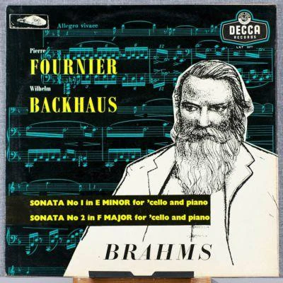 PIERRE FOURNIER, WILHELM BACKHAUS, Brahms: Sonatas For 'Cello And Piano (Decca; LXT 5077, UK 1955, Laminated Scalloped Flipback Sleeve) LP VG+/VG+